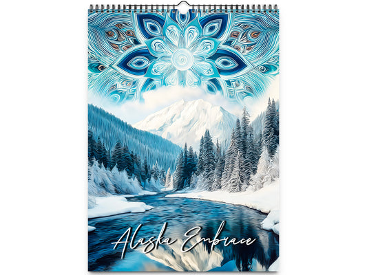 2026 Alaska Embrace Wall Calendar by Kaleidoscope Artisan – Winter Serenity with Holidays