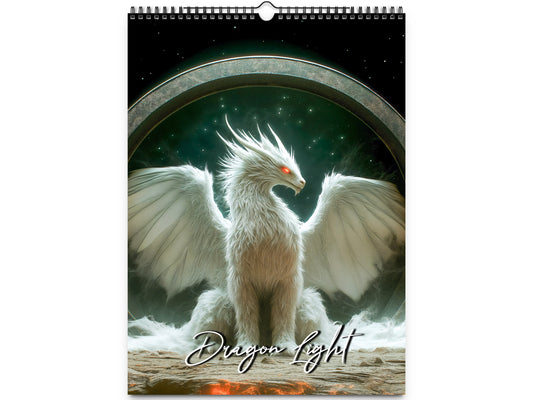 2026 Dragon Light Wall Calendar by Kaleidoscope Artisan – Majestic Dragon Realms with Holidays