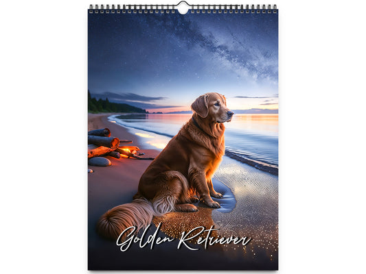 2026 Golden Retriever Wall Calendar by Kaleidoscope Artisan – Joyful Dog Art with Holidays