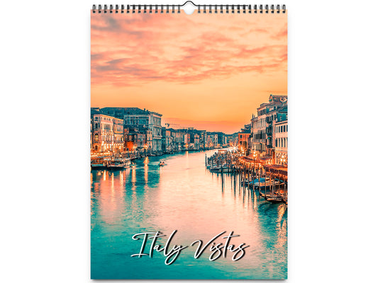 2026 Italy Vistas Photography Wall Calendar by Kaleidoscope Artisan – Captivating Landscapes with Holidays