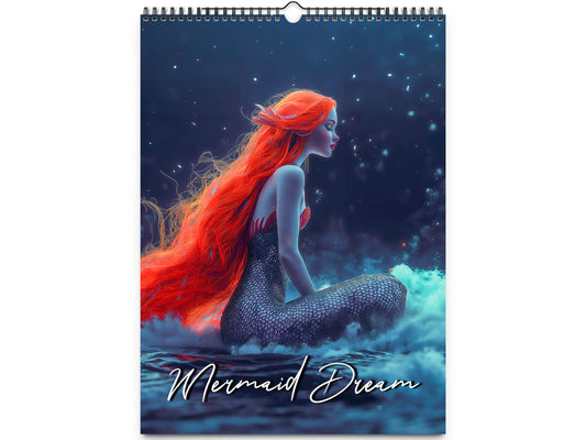 2026 Mermaid Dream Wall Calendar by Kaleidoscope Artisan – Enchanting Underwater Realms with Holidays