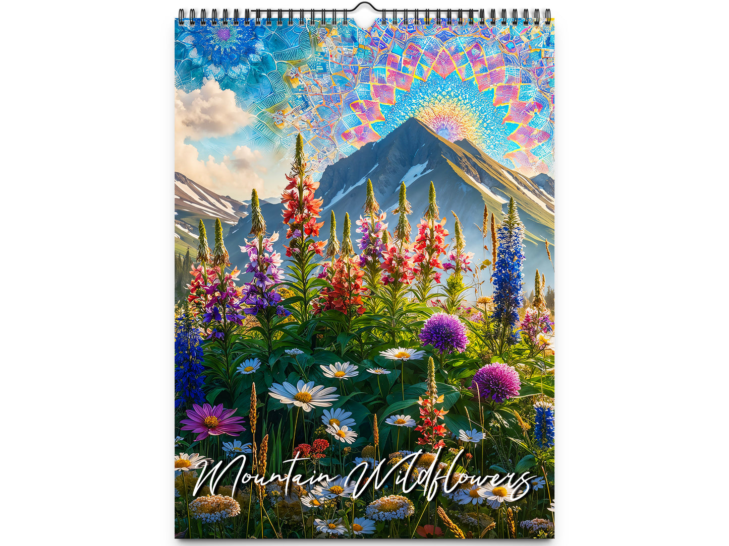 Calendario de pared de flores silvestres de montaña 2026 de Kaleidoscope Artisan: flores alpinas con festividades