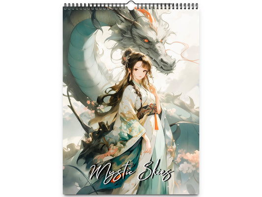 2026 Mystic Skies Wall Calendar by Kaleidoscope Artisan – Majestic Dragons in Chinese Art with Holidays