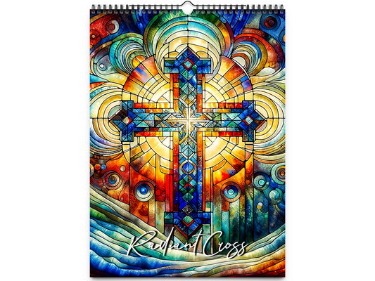 2026 Radiant Cross Wall Calendar by Kaleidoscope Artisan – Inspirational Art with Holidays