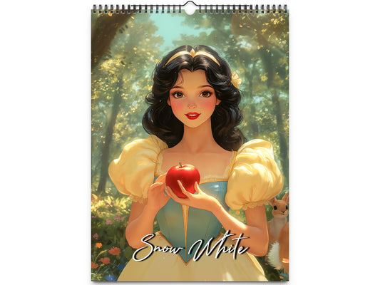 2026 Snow White Wall Calendar by Kaleidoscope Artisan – Enchanted Fairytale with Holidays