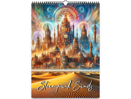 2026 Steampunk Sands Wall Calendar by Kaleidoscope Artisan – Gears and Grandeur with Holidays