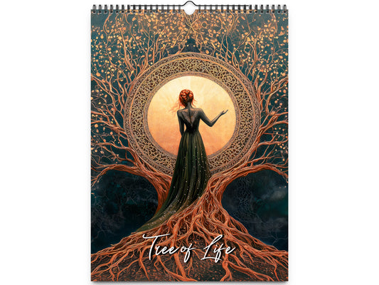 2026 Tree of Life Wall Calendar by Kaleidoscope Artisan – Enchanting Mystical Designs with Holidays