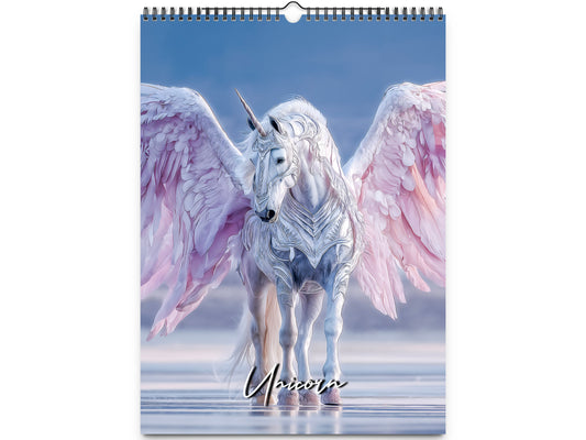 2026 Unicorn Wall Calendar by Kaleidoscope Artisan – Mystical Grace with Holidays