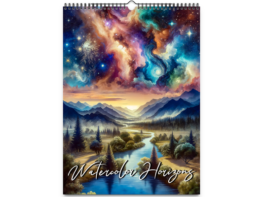 2026 Watercolor Horizons Wall Calendar by Kaleidoscope Artisan – Ethereal Landscape Art with Holidays
