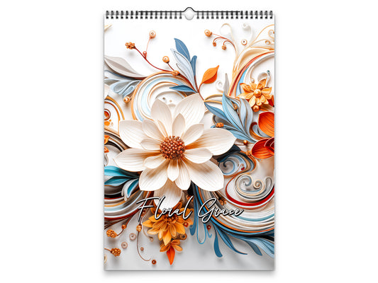 2027 Floral Grace Wall Calendar by Kaleidoscope Artisan – Elegant Bloom with Holidays