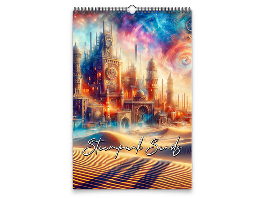 2027 Steampunk Sands Wall Calendar by Kaleidoscope Artisan – Desert Grandeur with Holidays