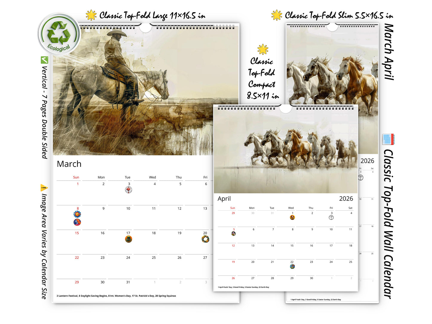 2026 Wild Frontier Wall Calendar by Kaleidoscope Artisan – Untamed Beauty