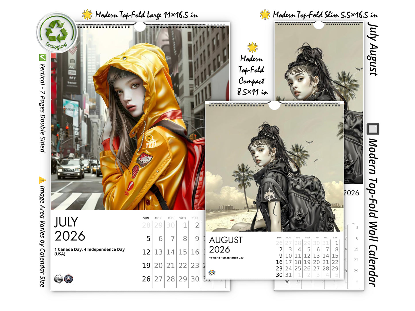 2026 Anime Tourist Wall Calendar by Kaleidoscope Artisan β Global Adventures with Holidays