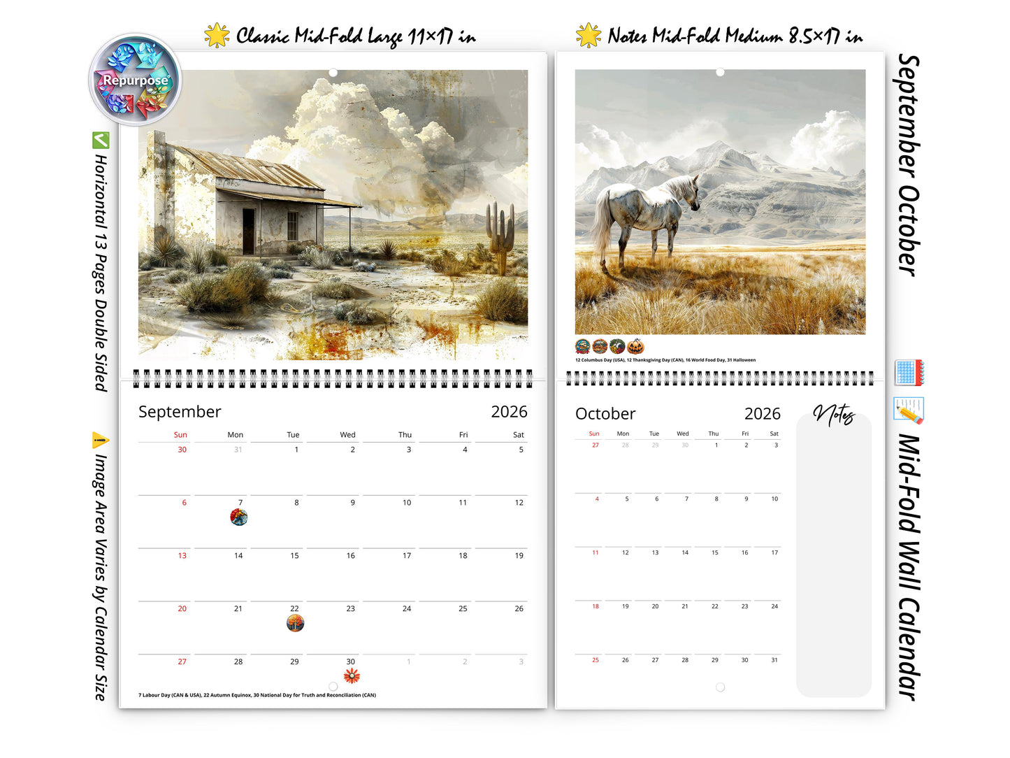 2026 Wild Frontier Wall Calendar by Kaleidoscope Artisan – Untamed Beauty