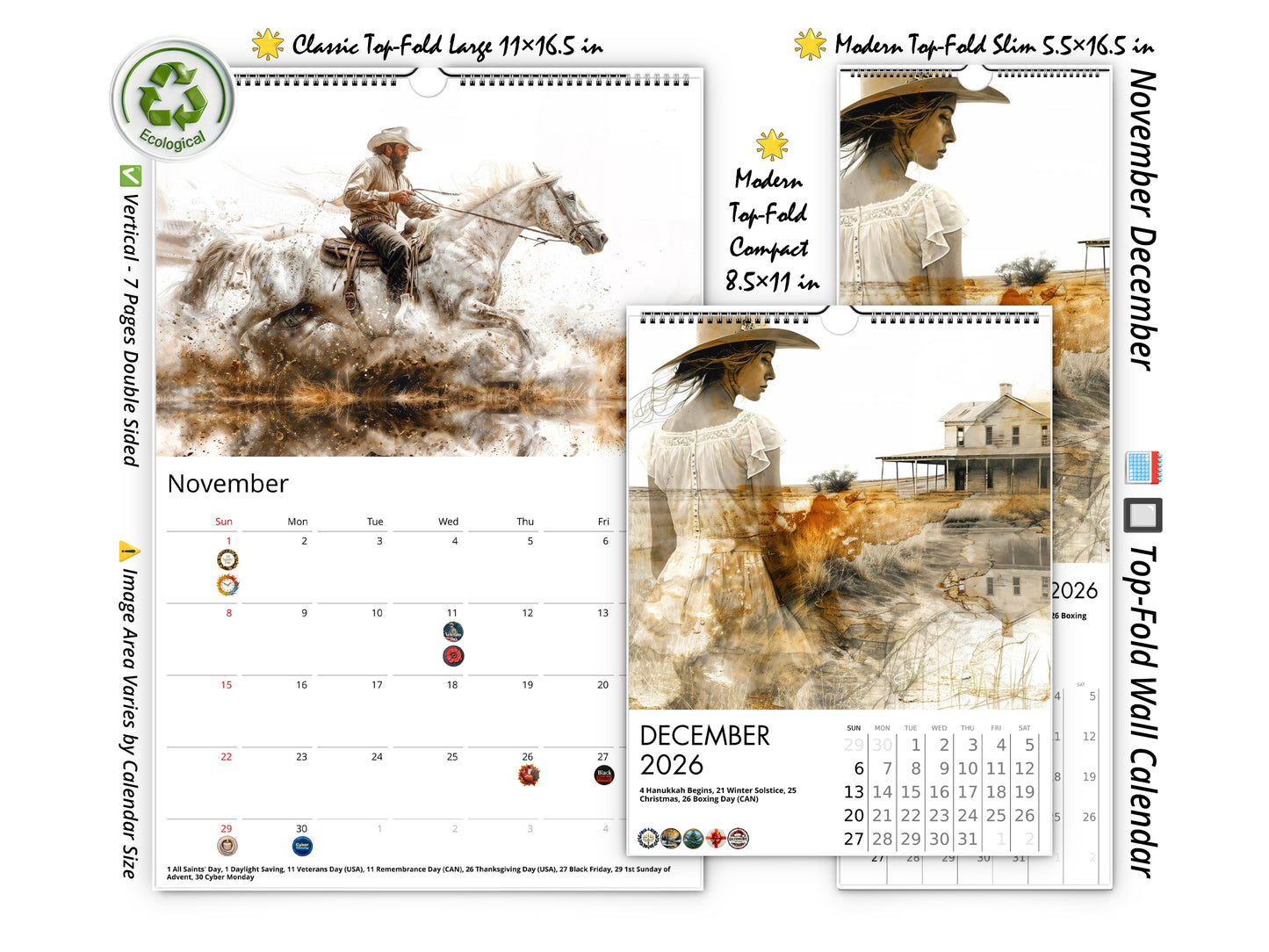 2026 Wild Frontier Wall Calendar by Kaleidoscope Artisan – Untamed Beauty
