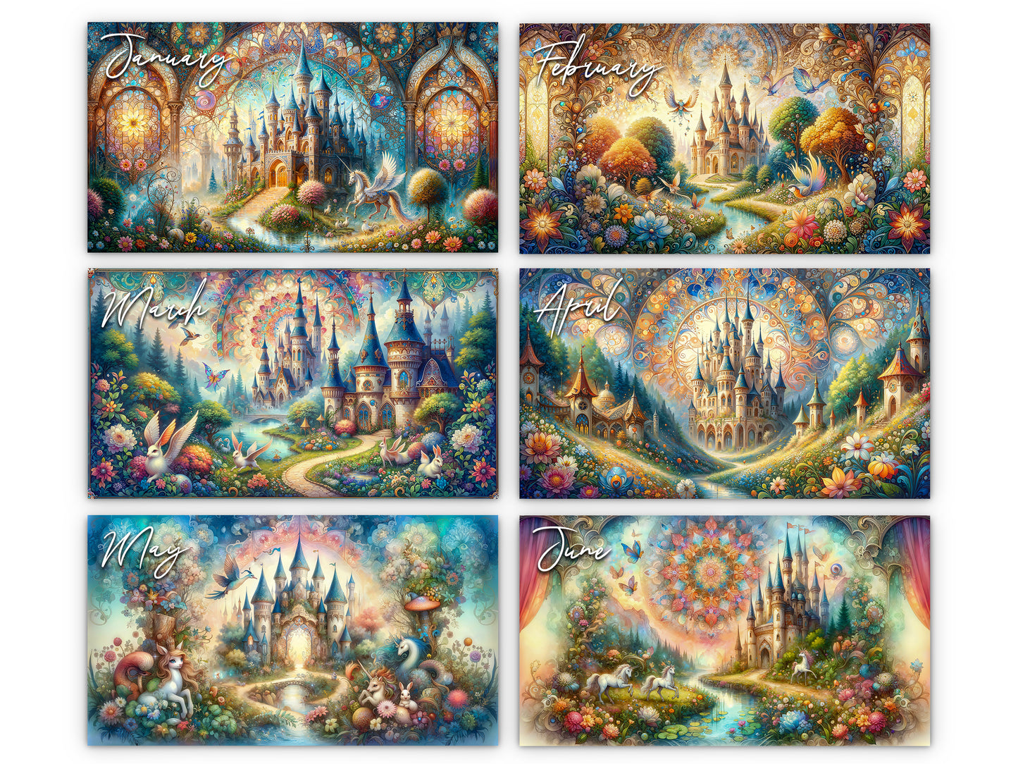 2026 Enchanted Moments Wall Calendar by Kaleidoscope Artisan – Magical Fairytale Realms with Holidays