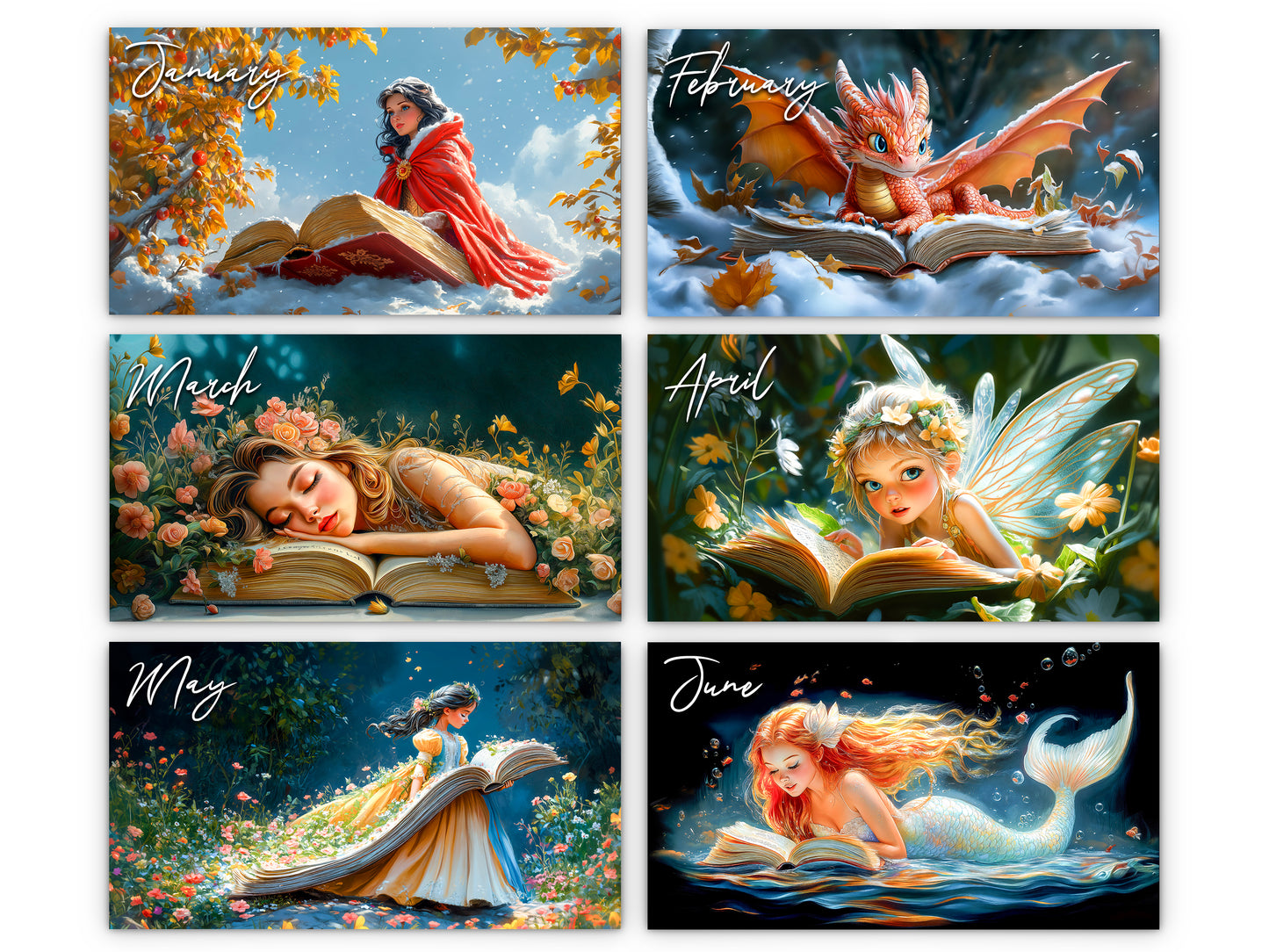 2026 Fairytale Books Wall Calendar by Kaleidoscope Artisan – Enchanted Stories with Holidays