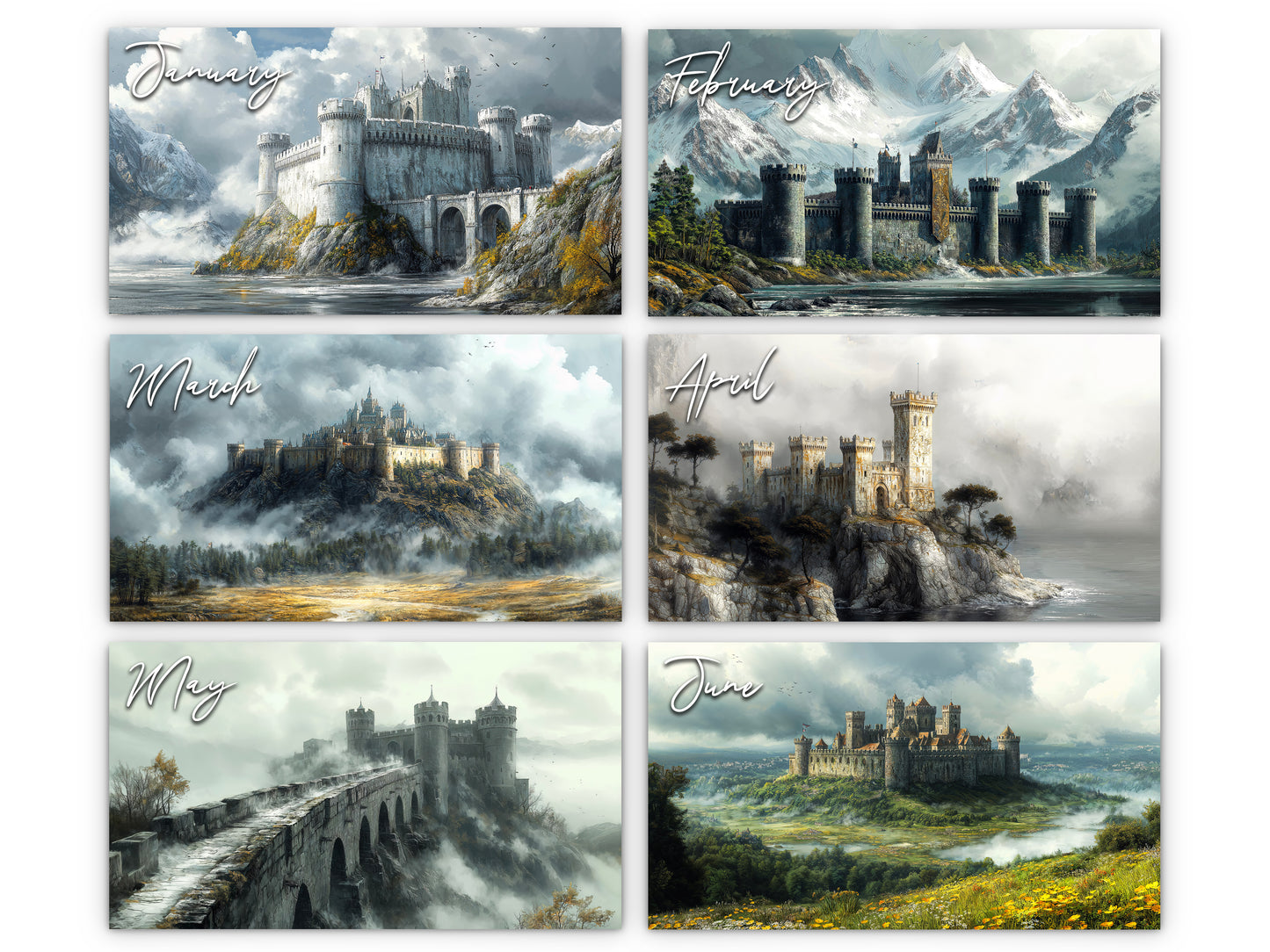 2026 Fantasy Castle Wall Calendar by Kaleidoscope Artisan – Mystical Kingdoms with Holidays