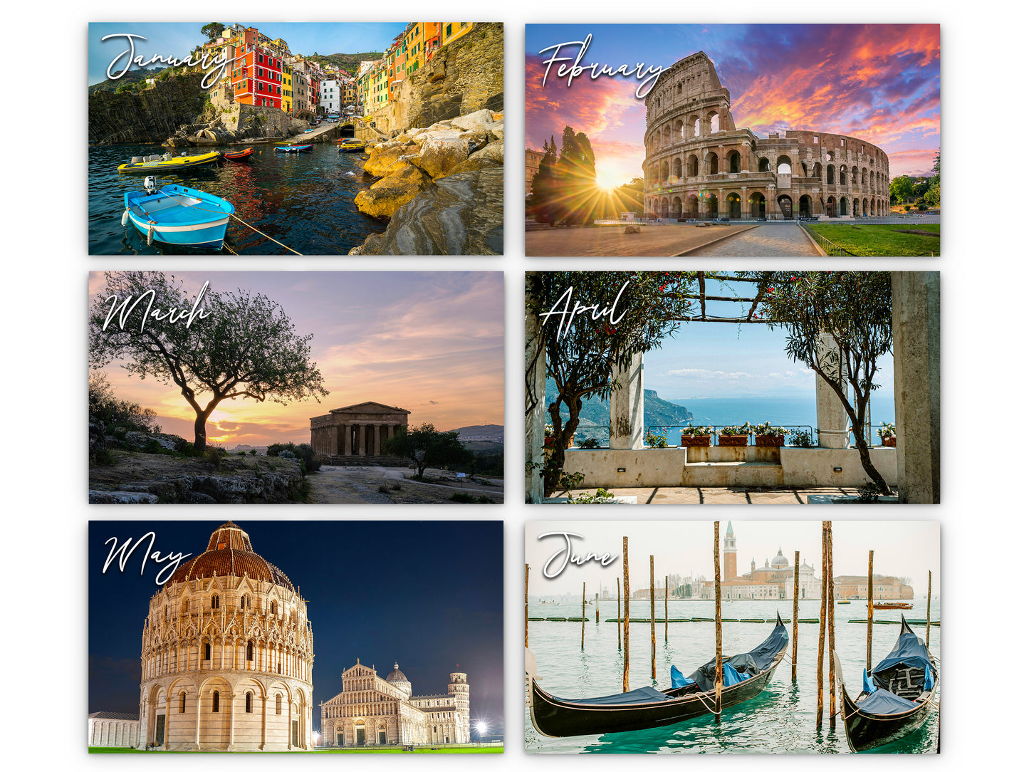 2026 Italy Vistas Photography Wall Calendar by Kaleidoscope Artisan – Captivating Landscapes with Holidays