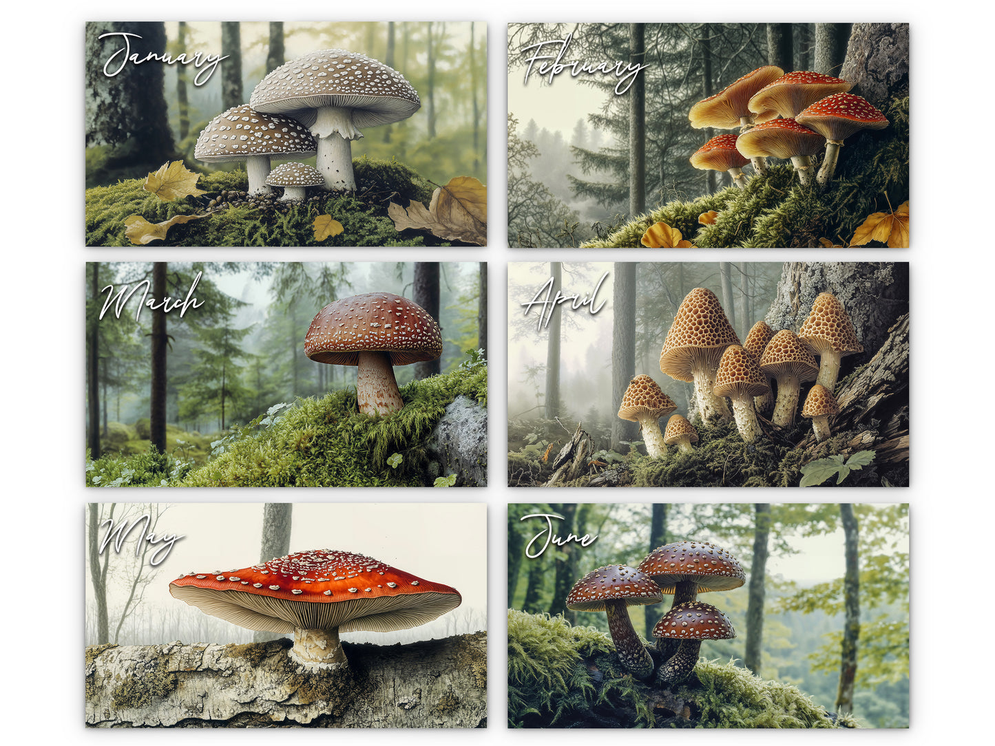 2026 Wild Mushrooms Wall Calendar by Kaleidoscope Artisan – Woodland Wonders with Holidays