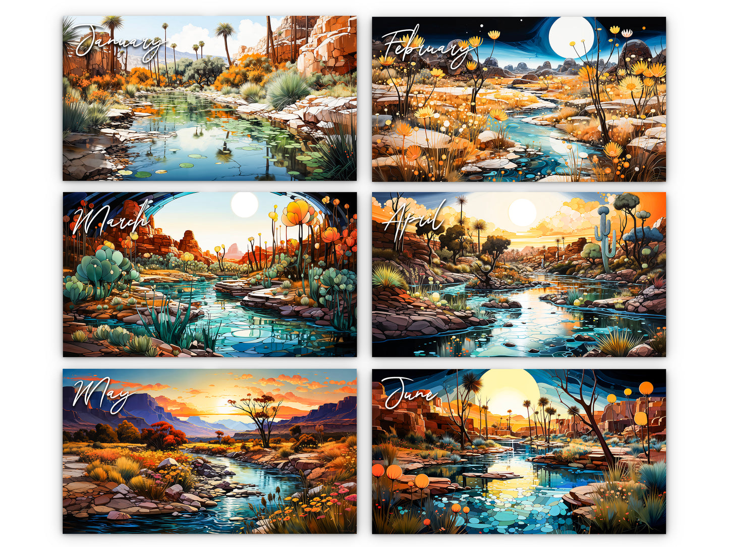 2026 Surreal Canyon Wall Calendar by Kaleidoscope Artisan – Desert Dreams with Holidays