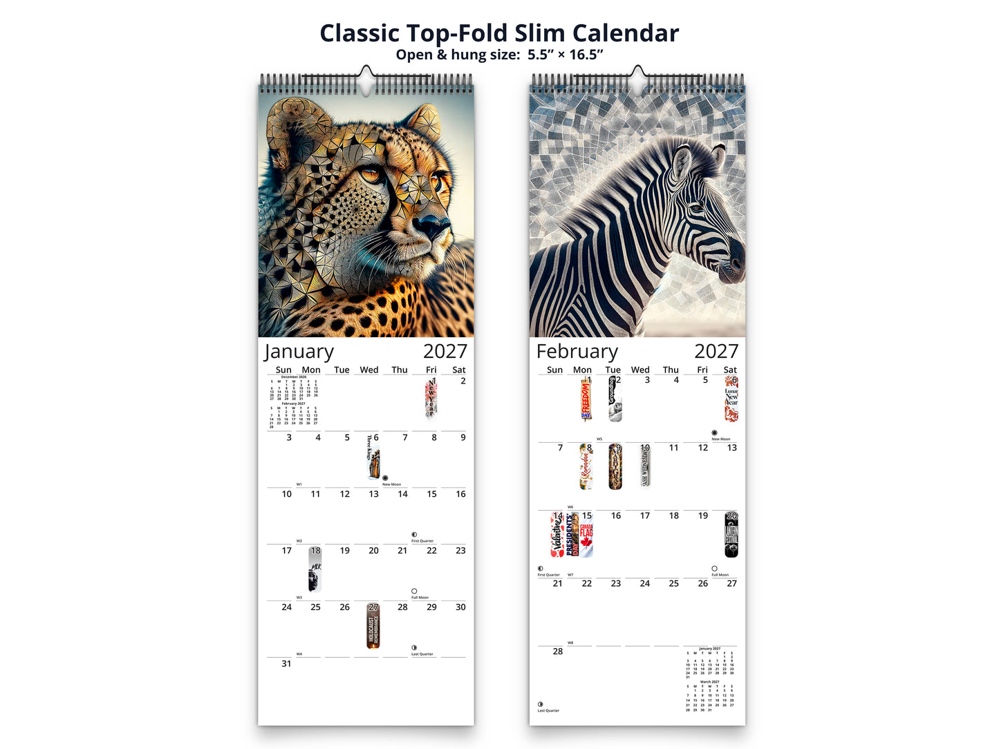 African Wildlife 2027 wall calendar classic top-fold slim calendar pages
