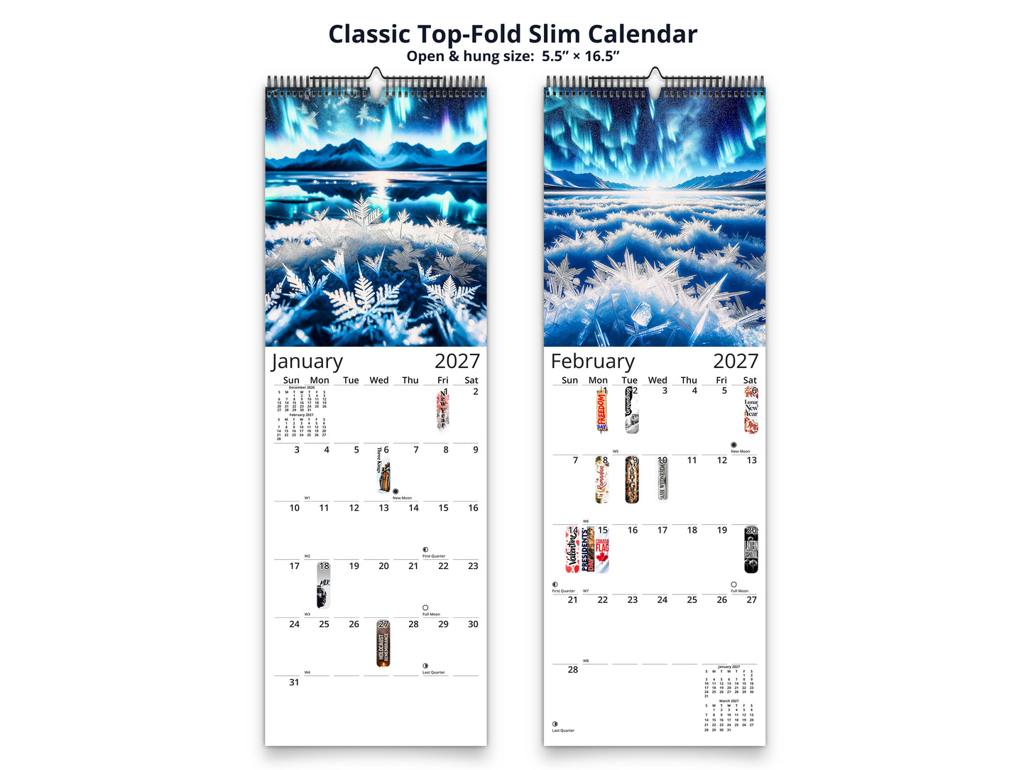 Alaska Celestial Dance 2027 wall calendar classic top-fold slim calendar pages