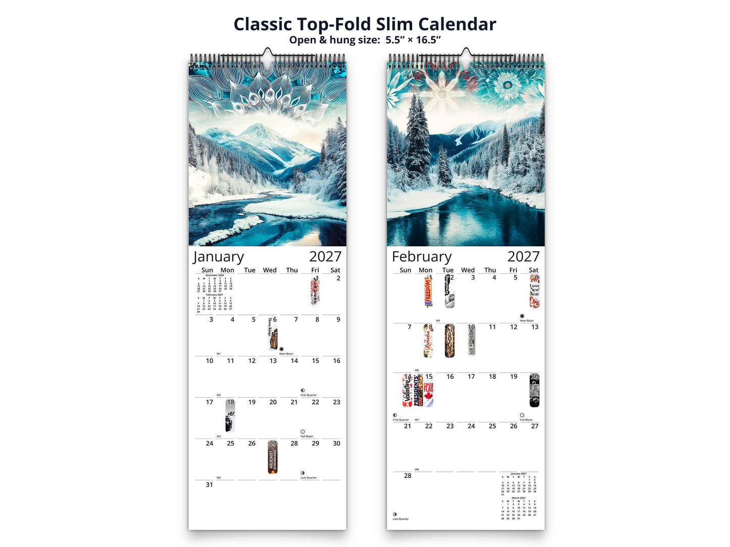 Alaska Embrace 2027 wall calendar classic top-fold slim calendar pages