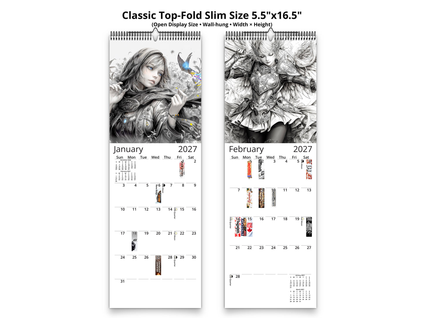 2027 Anime Enchantress Wall Calendar by Kaleidoscope Artisan – Fantasy Anime Art with Holidays