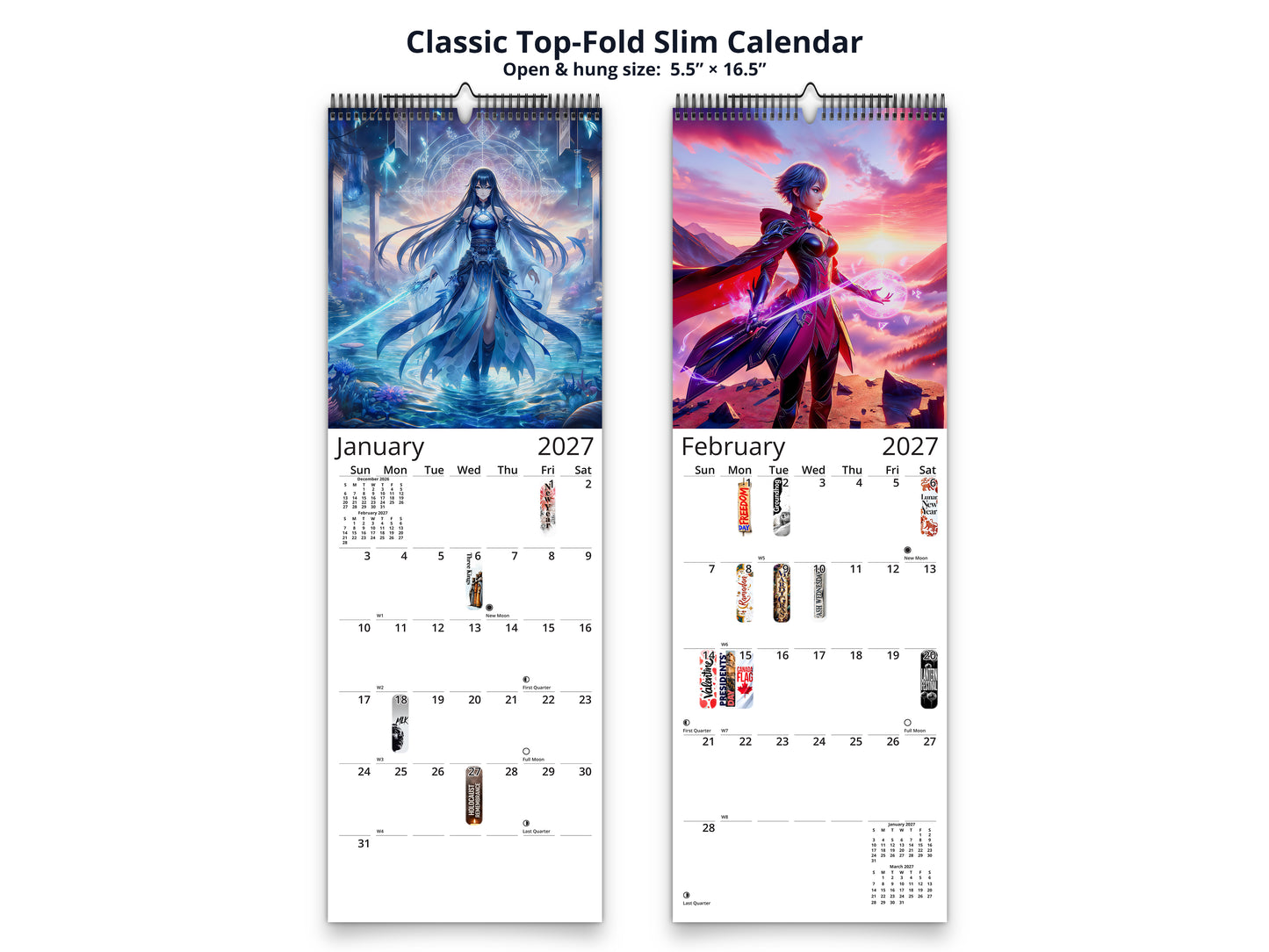 Anime Horizons 2027 wall calendar classic top-fold slim calendar pages