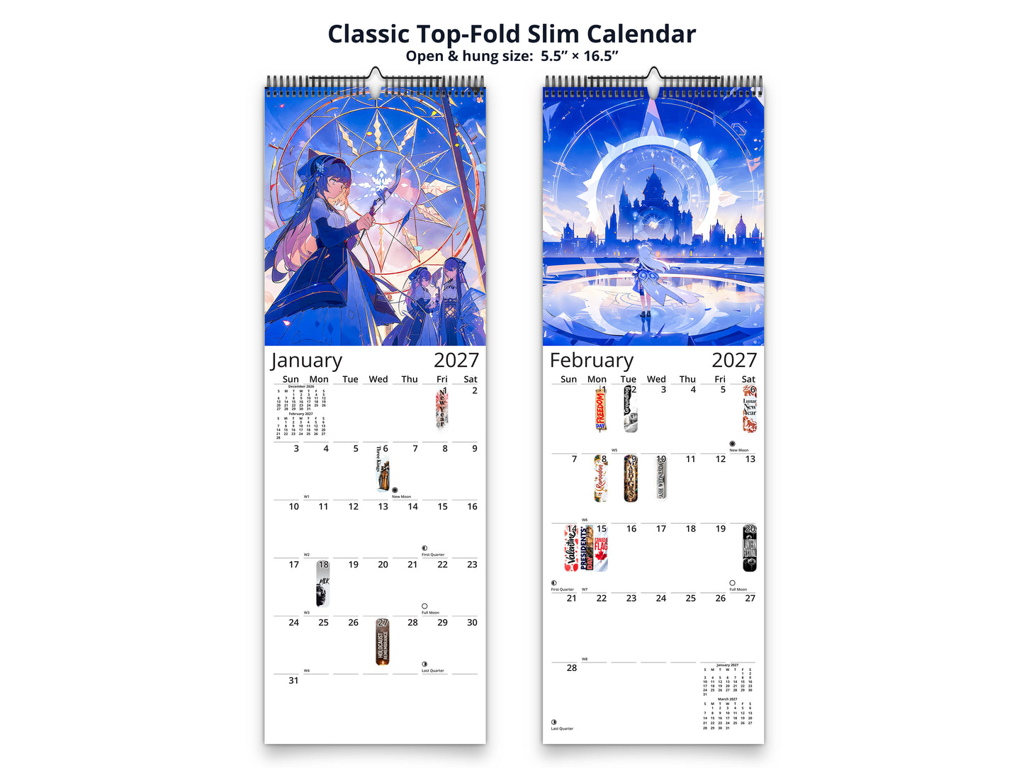 Anime Illuminated Tales 2027 wall calendar classic top-fold slim calendar pages