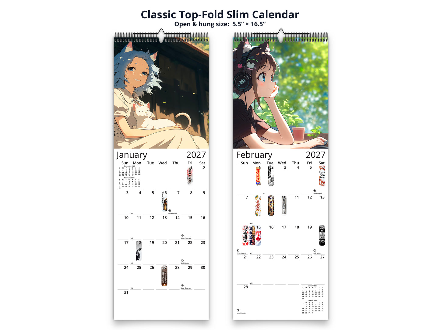 Anime Life 2027 wall calendar classic top-fold slim calendar pages
