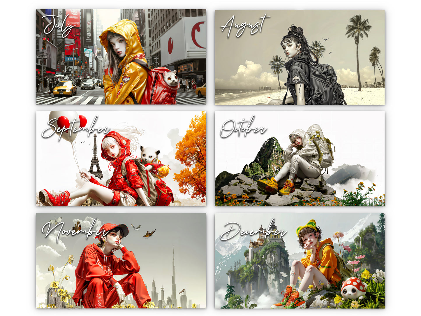 2026 Anime Tourist Wall Calendar by Kaleidoscope Artisan β Global Adventures with Holidays