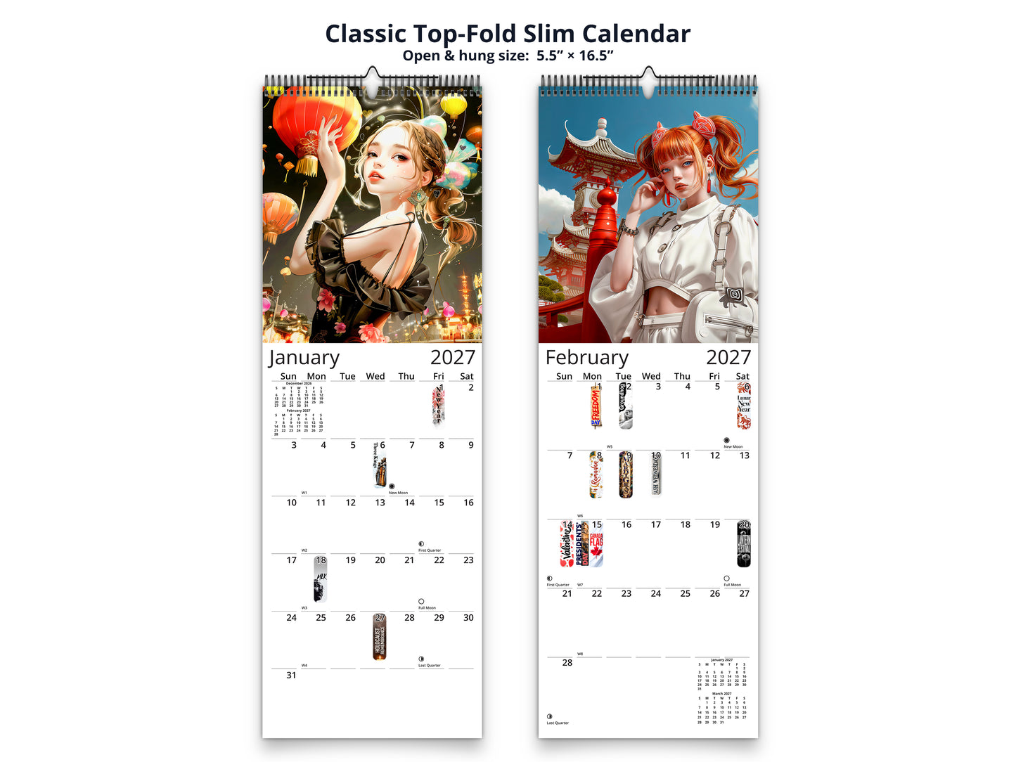 Anime Tourist 2027 wall calendar classic top-fold slim calendar pages