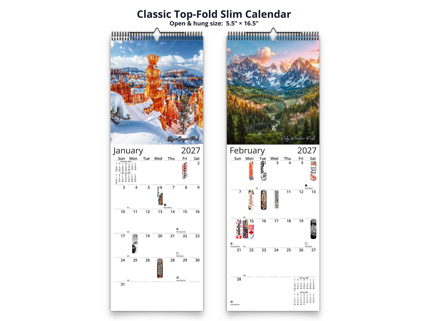 Artistic National Parks 2027 wall calendar classic top-fold slim calendar pages