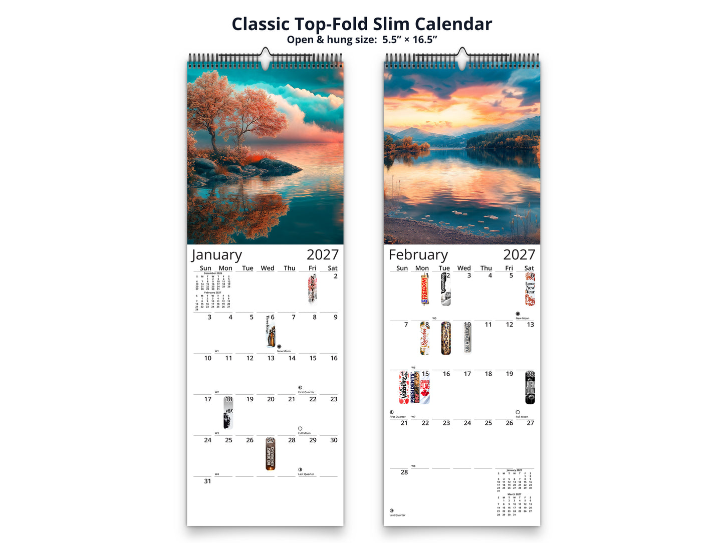 Autumn Serenity 2027 wall calendar classic top-fold slim calendar pages