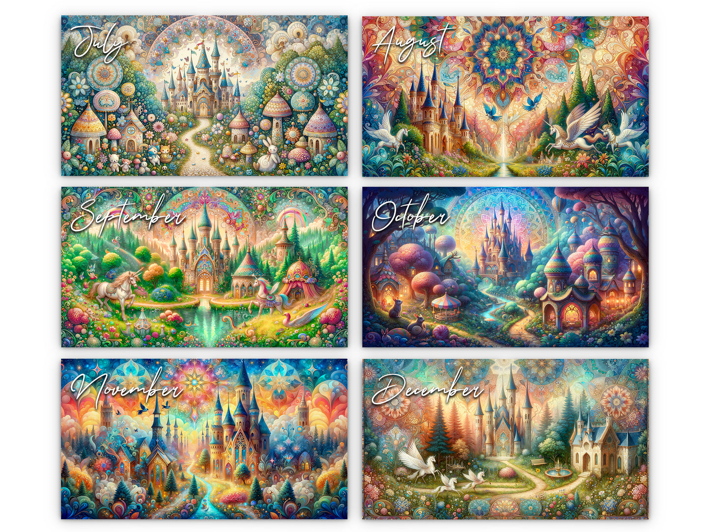 2026 Enchanted Moments Wall Calendar by Kaleidoscope Artisan – Magical Fairytale Realms with Holidays