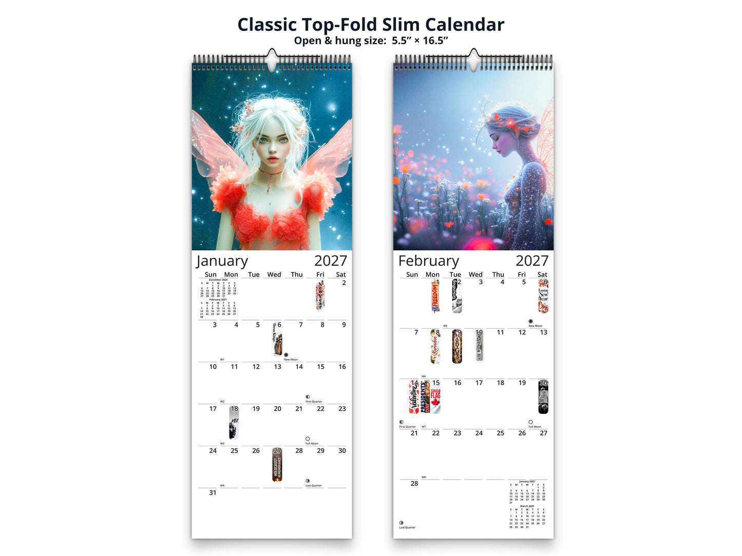 Fairy Dream 2027 wall calendar classic top-fold slim calendar pages