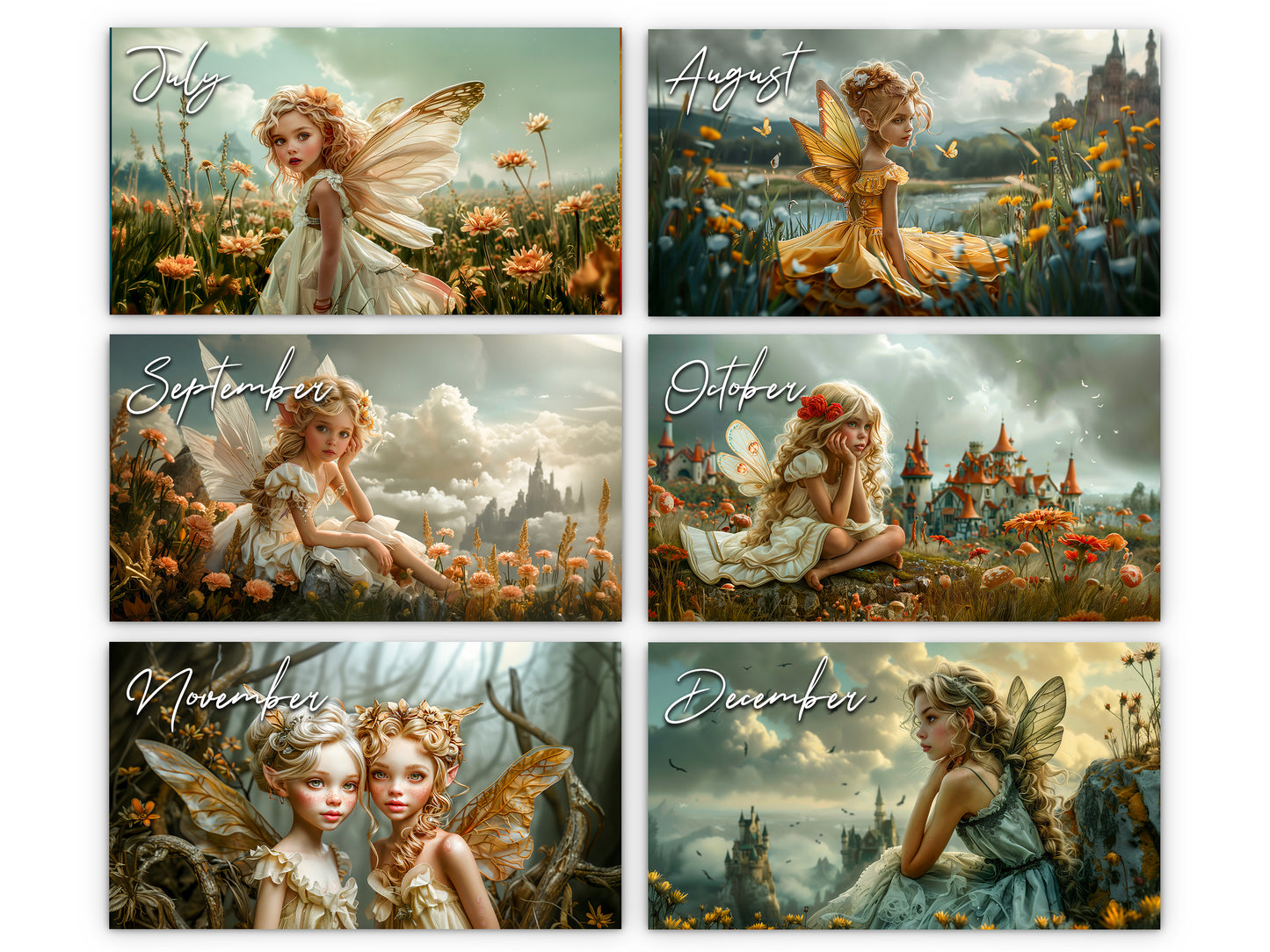 2026 Fairy Princess Wall Calendar by Kaleidoscope Artisan – Charming Fantasy with Holidays