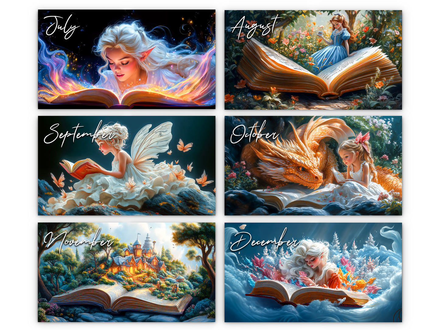 2026 Fairytale Books Wall Calendar by Kaleidoscope Artisan – Enchanted Stories with Holidays