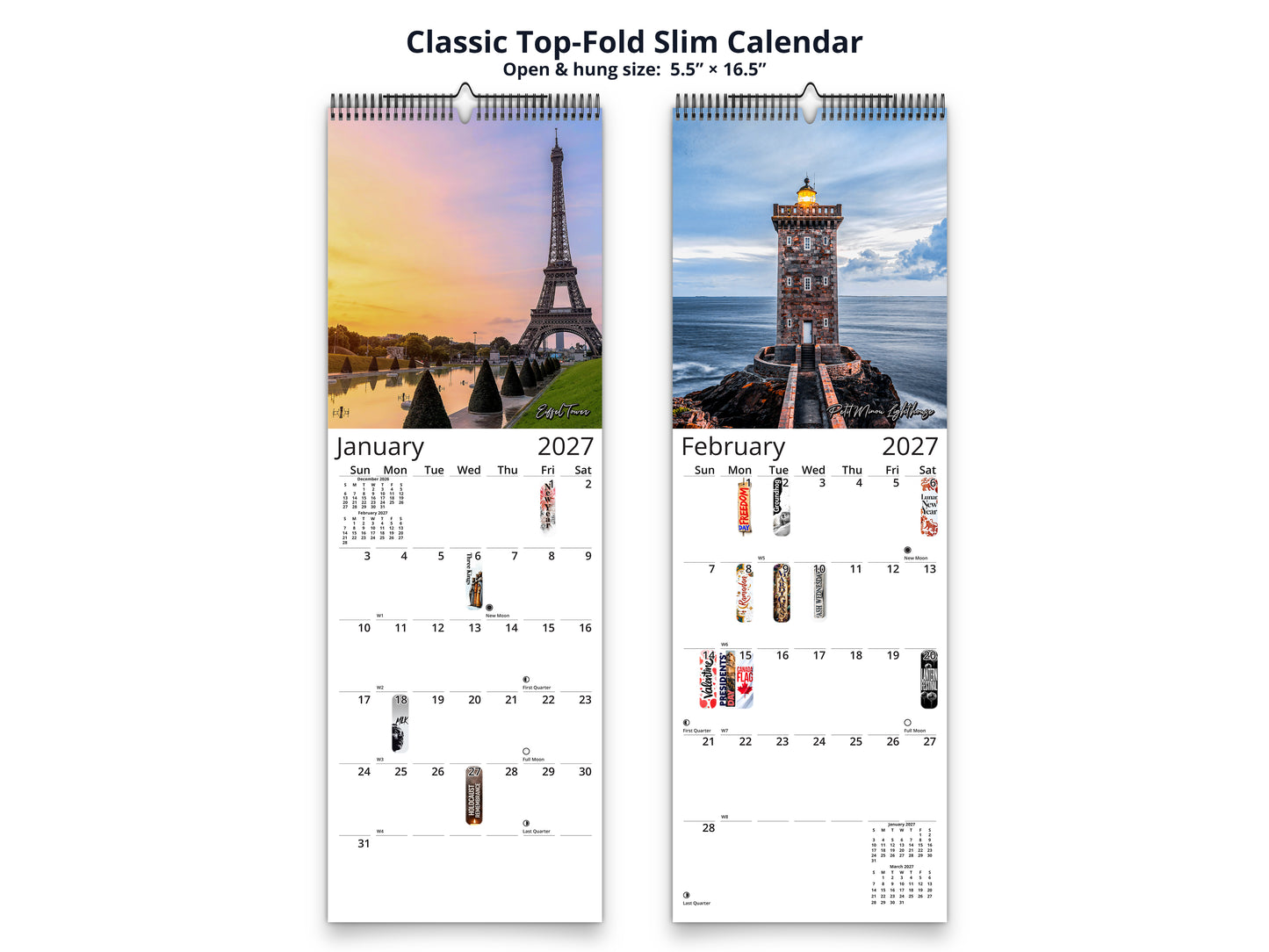 France Vistas Photography 2027 wall calendar classic top-fold slim calendar pages