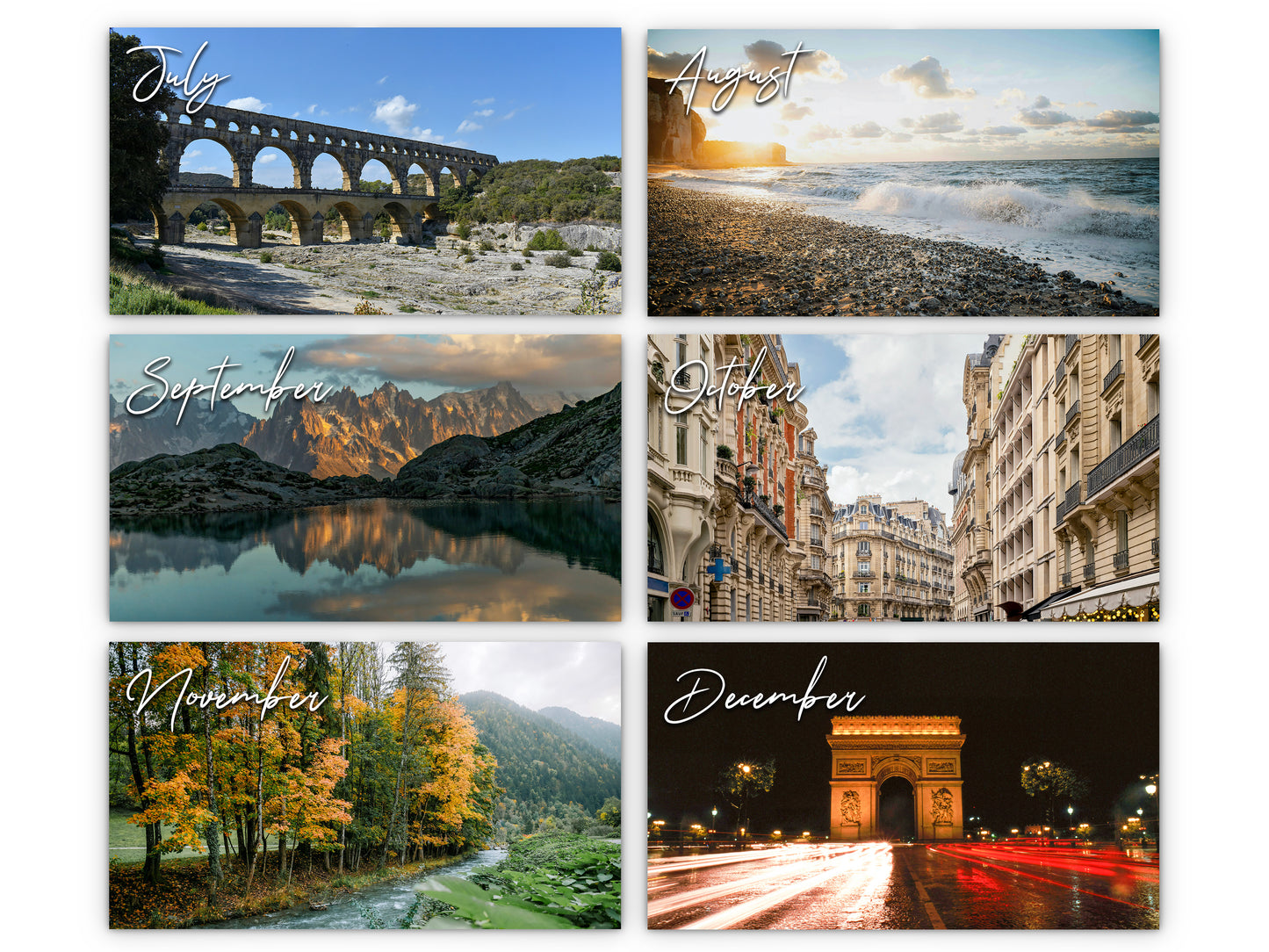 2026 France Vistas Photography Wall Calendar by Kaleidoscope Artisan – Captivating French Landscapes with Holidays