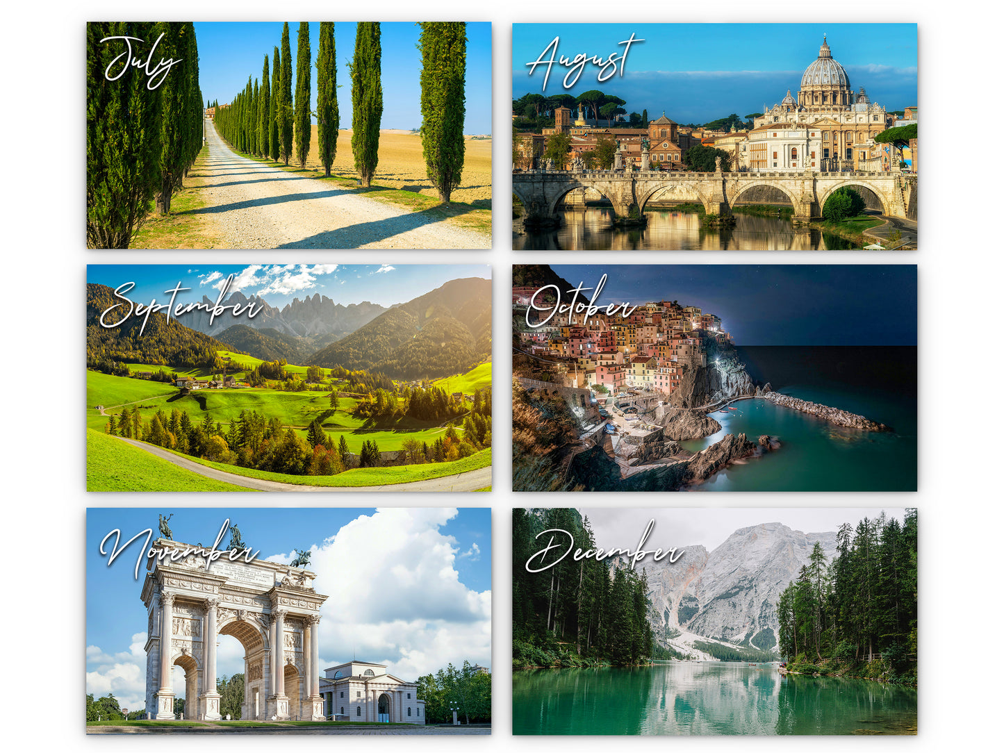 2026 Italy Vistas Photography Wall Calendar by Kaleidoscope Artisan – Captivating Landscapes with Holidays