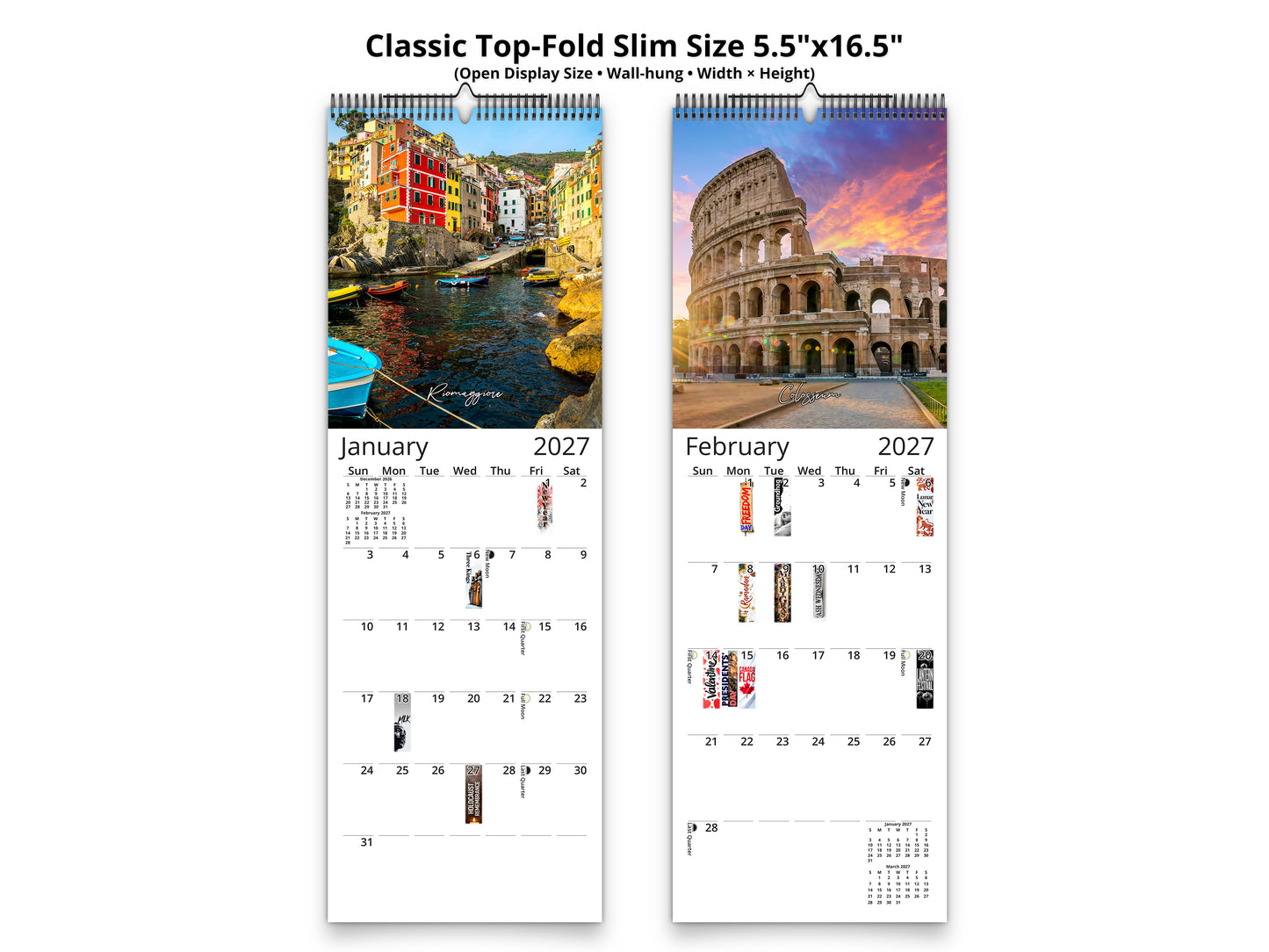 Italy Vistas Photography 2027 wall calendar classic top-fold slim calendar pages