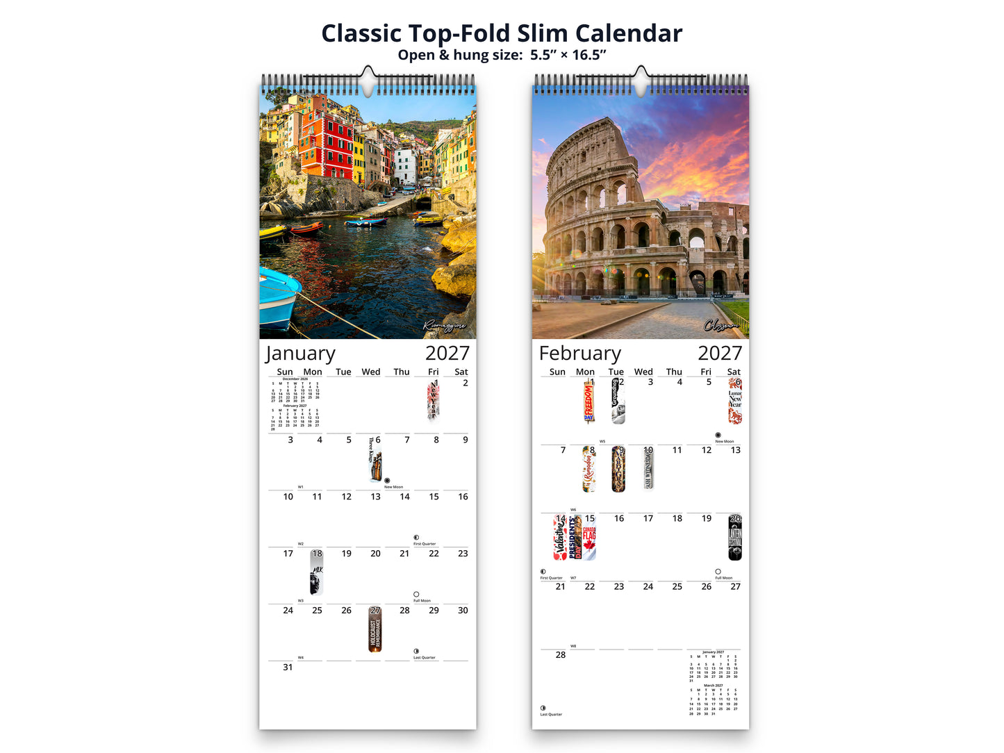 Italy Vistas Photography 2027 wall calendar classic top-fold slim calendar pages