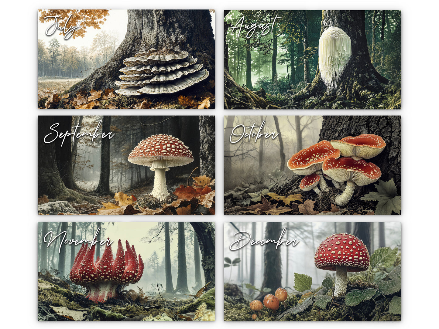 2026 Wild Mushrooms Wall Calendar by Kaleidoscope Artisan – Woodland Wonders with Holidays