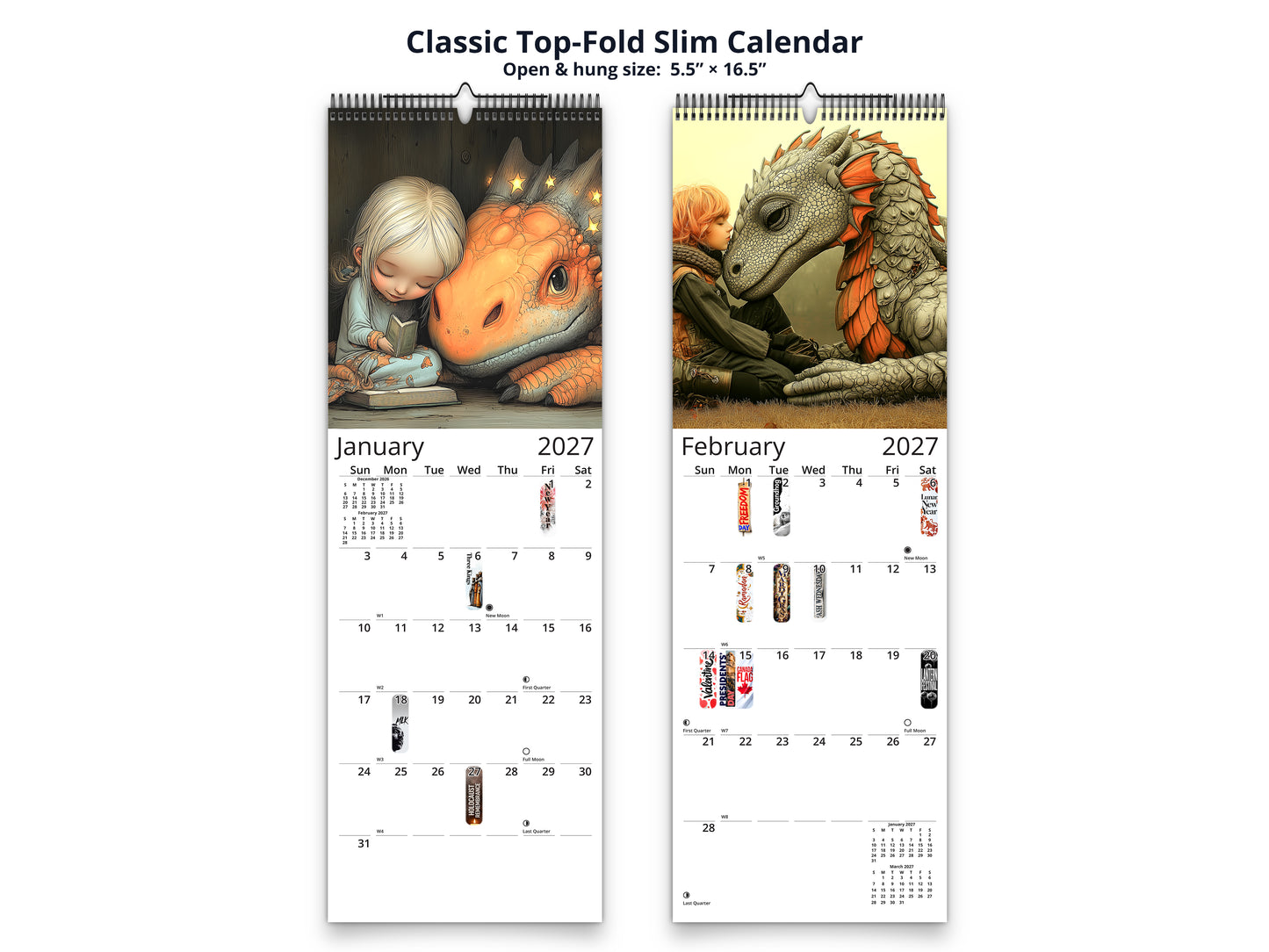 My Little Dragon 2027 wall calendar classic top-fold slim calendar pages