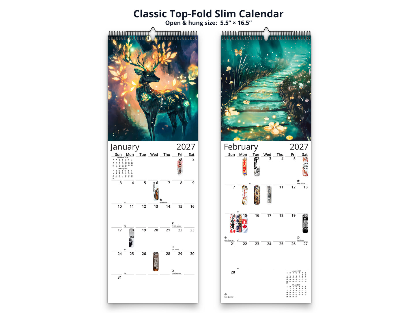 Mystical Twilight 2027 wall calendar classic top-fold slim calendar pages