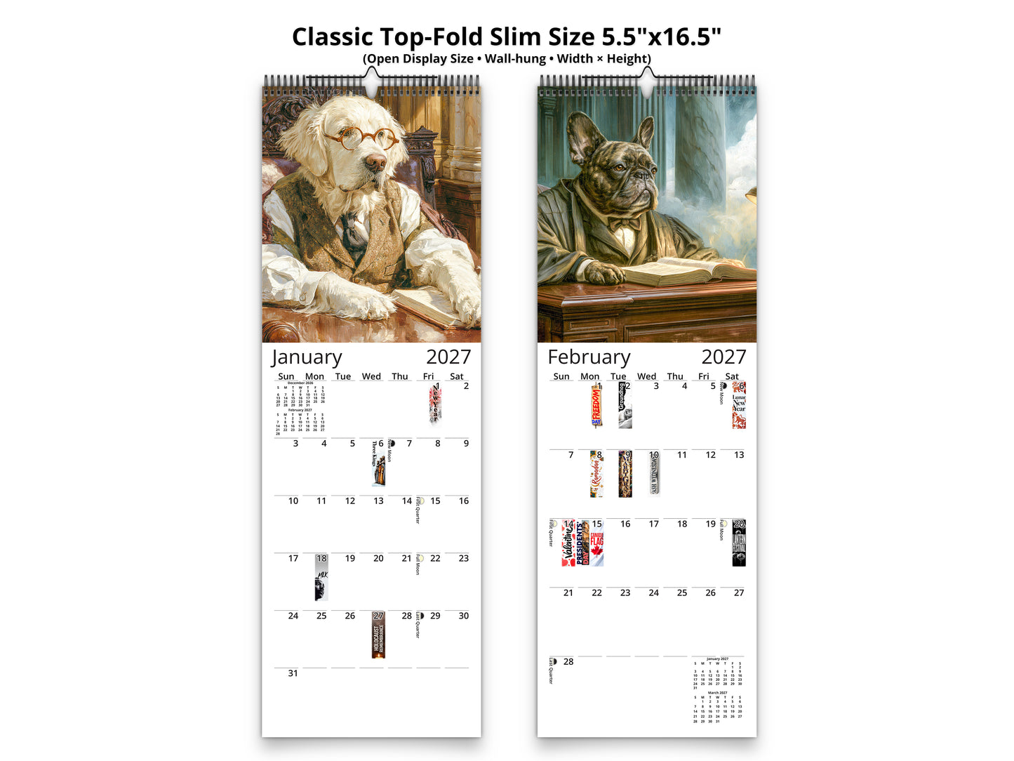 Paws of Justice 2027 wall calendar classic top-fold slim calendar pages