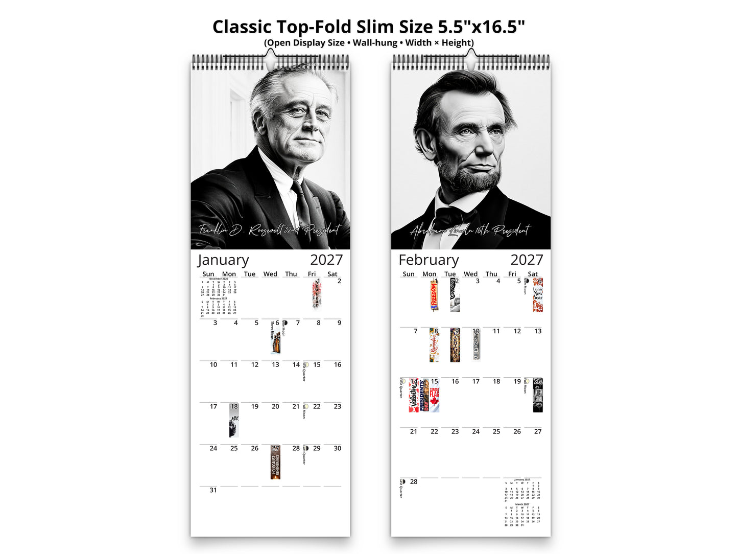 Presidential Legacy I 2027 wall calendar classic top-fold slim calendar pages
